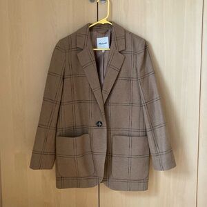 Madewell size medium wool blazer camel and black plaid